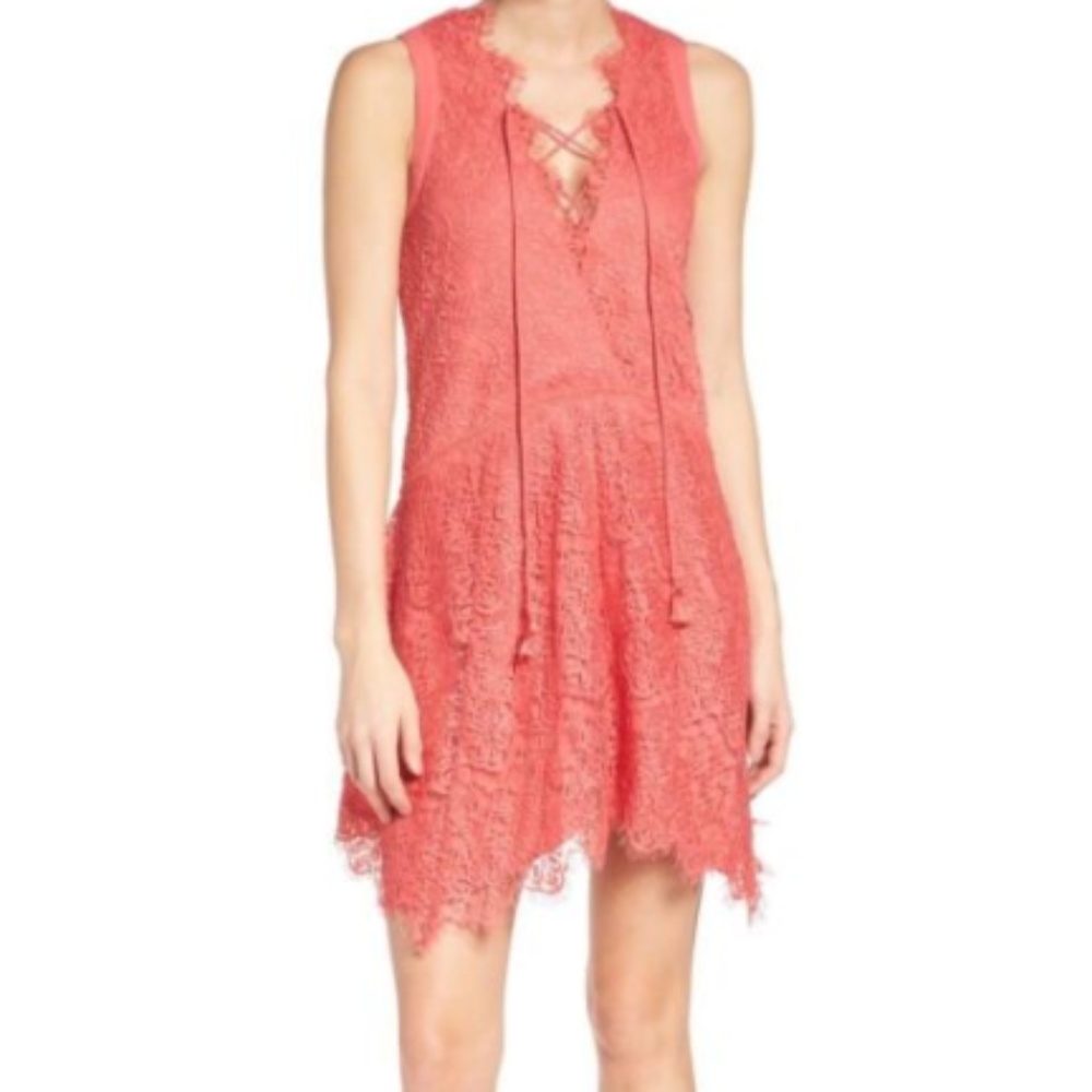 Adelyn Rae || Coral Suzanne Eyelash Shift Dress